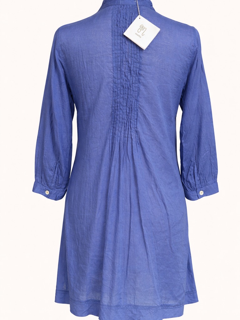Matta Nwt Cotton Tunic Blouse Blue Pintuck Tie Neck Boho Top Xs — image 3 of 7